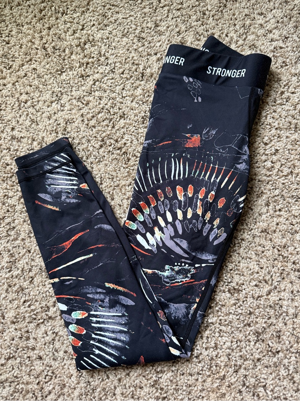 Stronger Black Abstract Print Leggings
